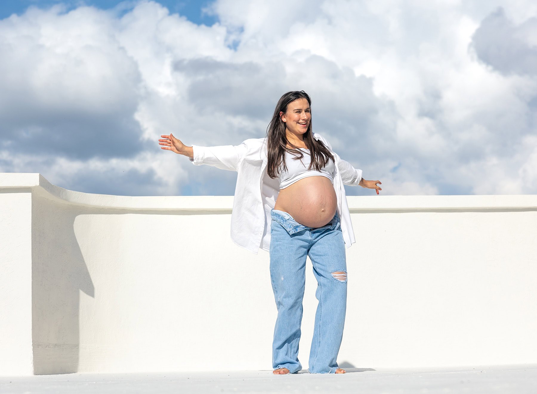 joyful pregnant woman background sky concept pregnancy 2