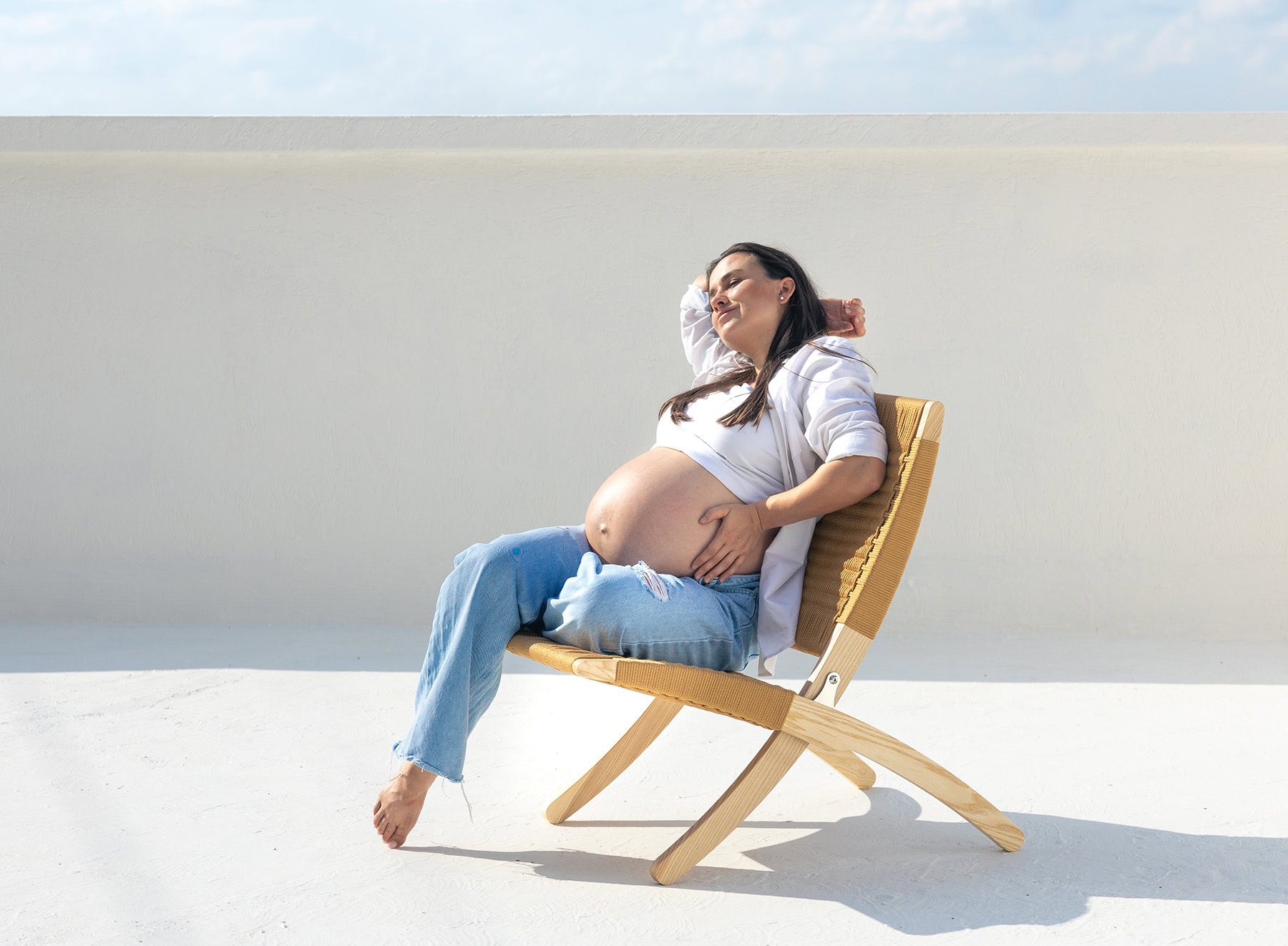 joyful pregnant woman background sky concept pregnancy 3